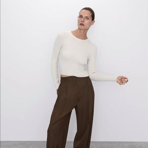 Zara Cropped Ribbed Sweater Bone - REF5536/107